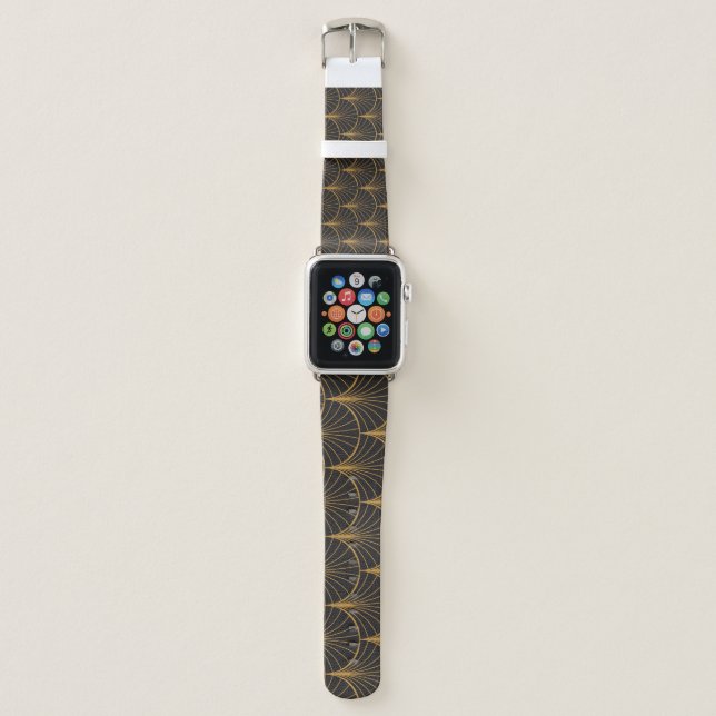 Art Deco Geometric Circles Pattern Apple Watch Band (Front)
