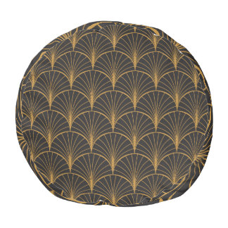 Art Deco Geometric Circles Pattern Pouf