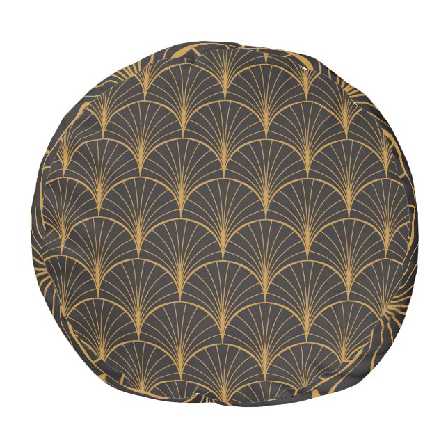Art Deco Geometric Circles Pattern Pouf (Bottom)