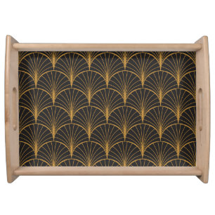 Art Deco Geometric Circles Pattern Serving Tray