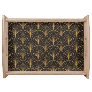 Art Deco Geometric Circles Pattern Serving Tray