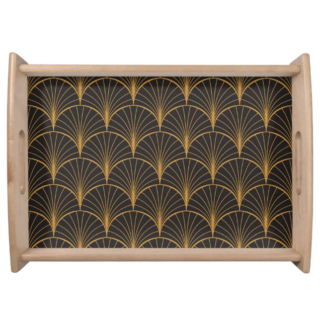 Art Deco Geometric Circles Pattern Serving Tray (Front)