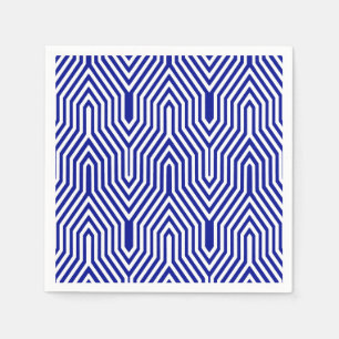 Art Deco Geometric - cobalt blue and white Paper Napkins