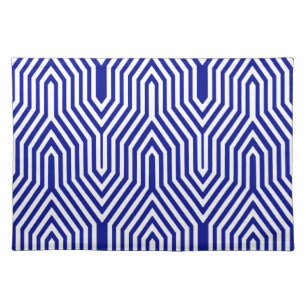 Art Deco Geometric - cobalt blue and white Placemat