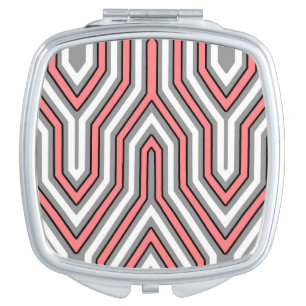 Art Deco Geometric - coral, grey and white Vanity Mirror