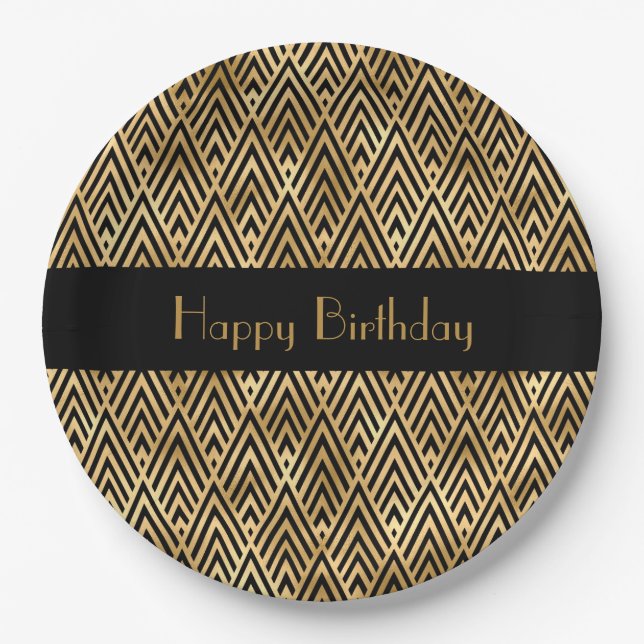 Art Deco Geometric Customizable Party Paper Plates (Front)