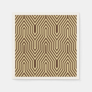 Art Deco Geometric - dark brown and tan Paper Napkins