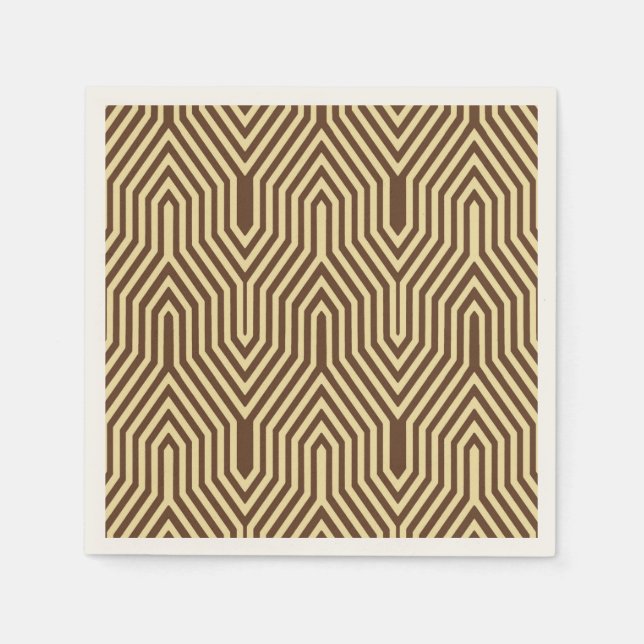 Art Deco Geometric - dark brown and tan Paper Napkins (Front)