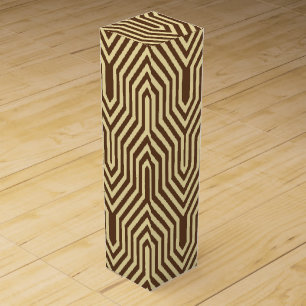 Art Deco Geometric - dark brown and tan Wine Box