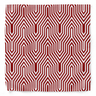 Art Deco Geometric - dark red and white Bandana