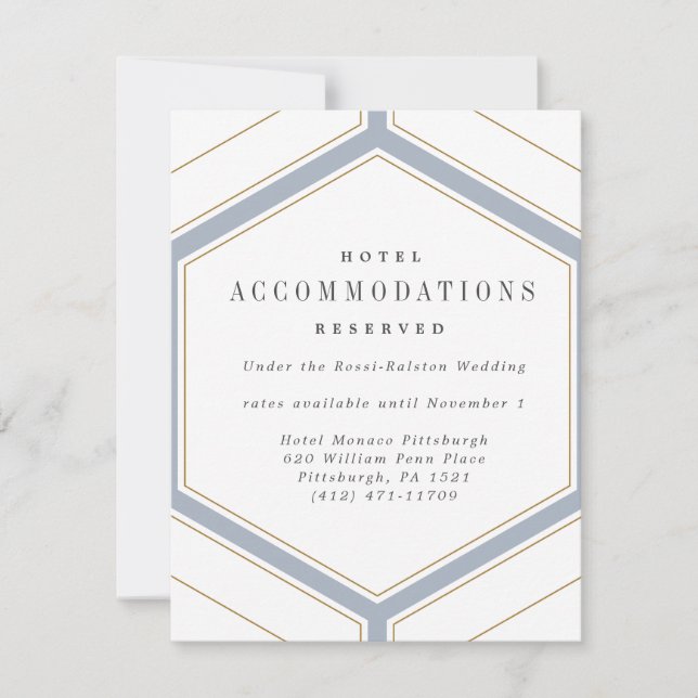 Art Deco Geometric Diamond Wedding Details Card (Front)