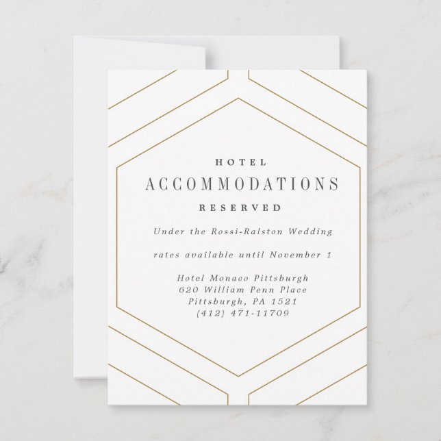 Art Deco Geometric Diamond Wedding Details Card (Front)