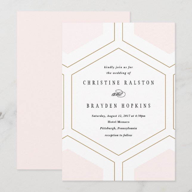 Art Deco Geometric Diamond Wedding Invitation (Front/Back)