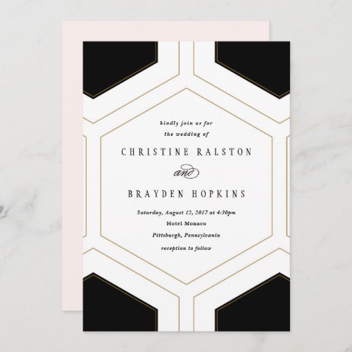 Art Deco Geometric Diamond Wedding Invitation