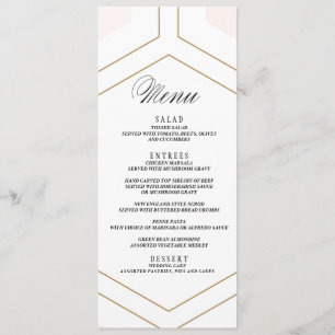 Art Deco Geometric Diamond Wedding Menu Card