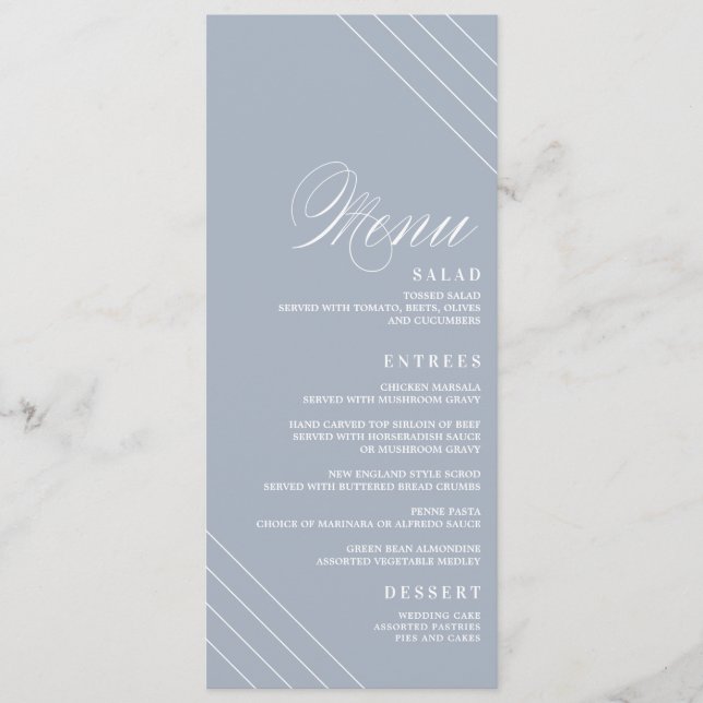 Art Deco Geometric Diamond Wedding Menu Card (Front)