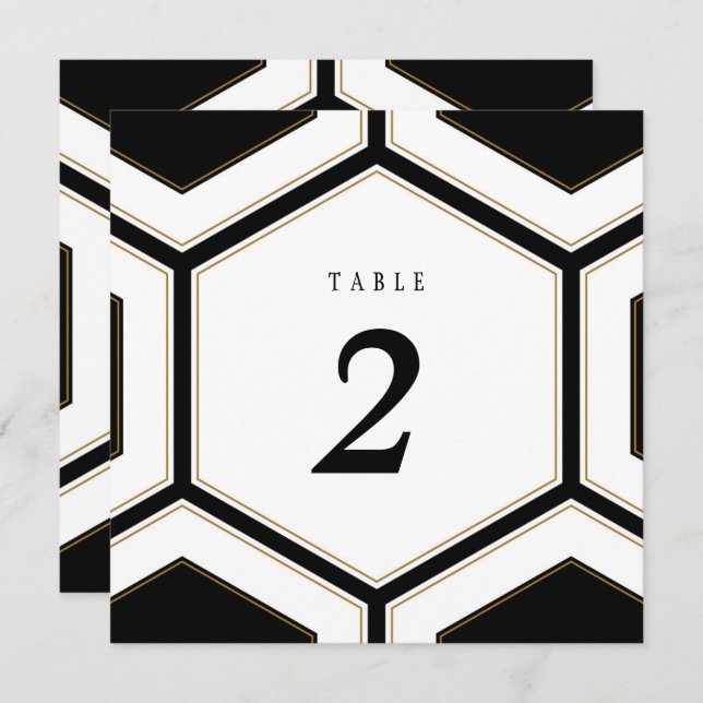 Art Deco Geometric Diamond Wedding Table Number (Front/Back)