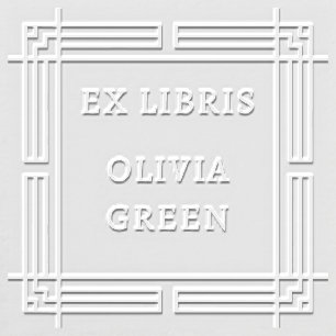 Art Deco Geometric Ex Libris Library Stamp Embosser