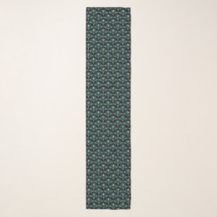Art Deco Geometric Fan Pattern Emerald & Gold Te Scarf