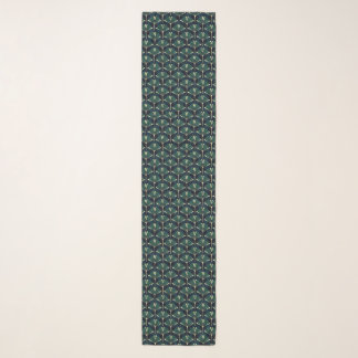 Art Deco Geometric Fan Pattern | Emerald & Gold Te Scarf
