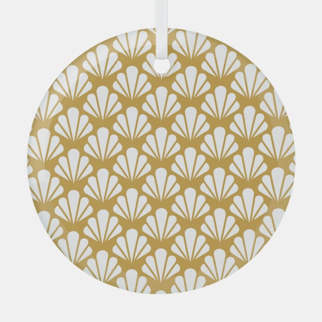 Art Deco, geometric floral seamless pattern. Glass Ornament (Front)