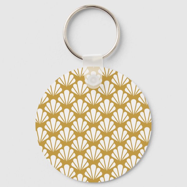 Art Deco, geometric floral seamless pattern. Keychain (Front)