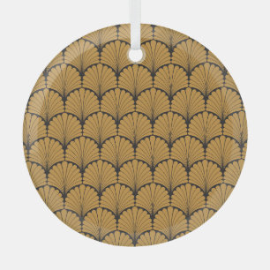 Art Deco Geometric Floral Texture Glass Ornament