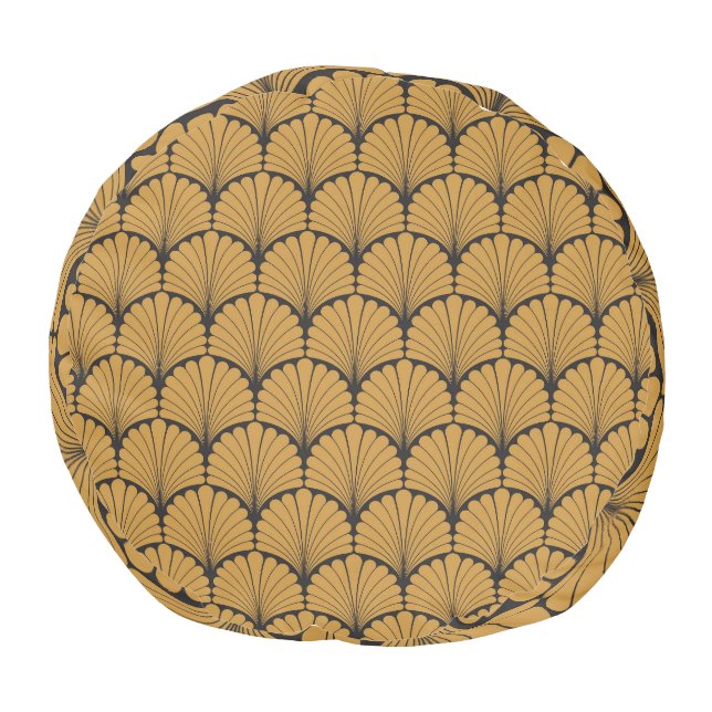 Art Deco Geometric Floral Texture Pouf (Bottom)