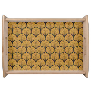 Art Deco Geometric Floral Texture Serving Tray