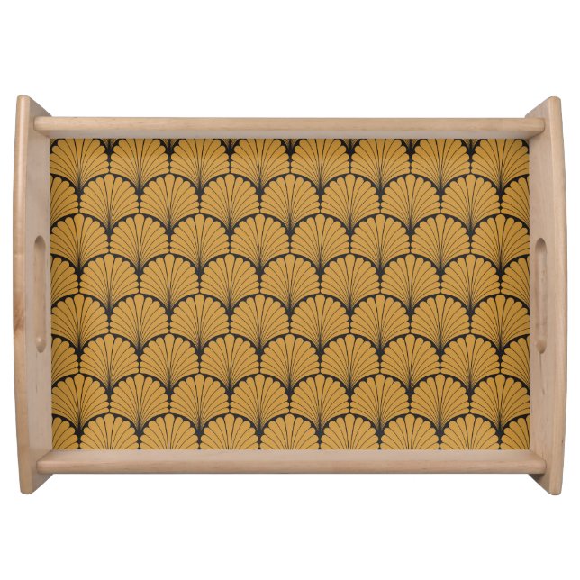 Art Deco Geometric Floral Texture Serving Tray (Front)