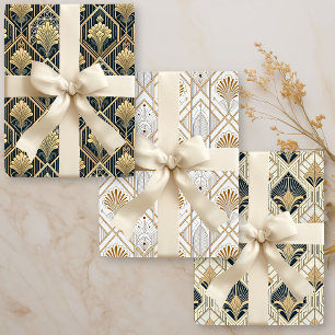 Art Deco Geometric Flourish Wrapping Paper Sheets