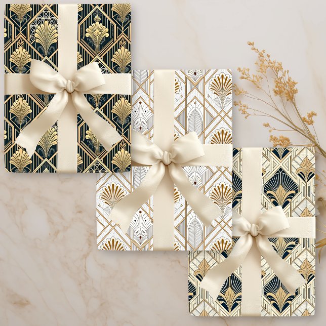 Art Deco Geometric Flourish Wrapping Paper Sheets (Creator Uploaded)