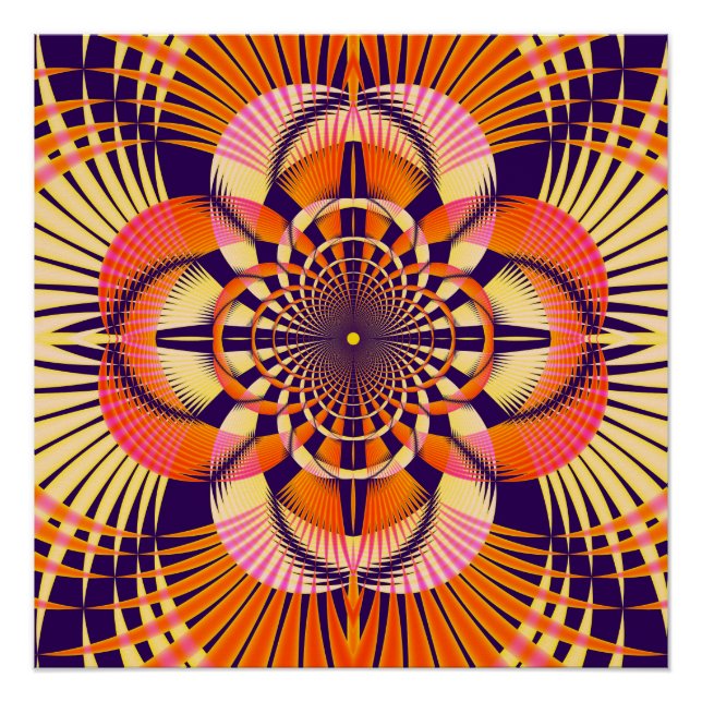 Art Deco Geometric Fractal Mandala Pattern Poster (Front)