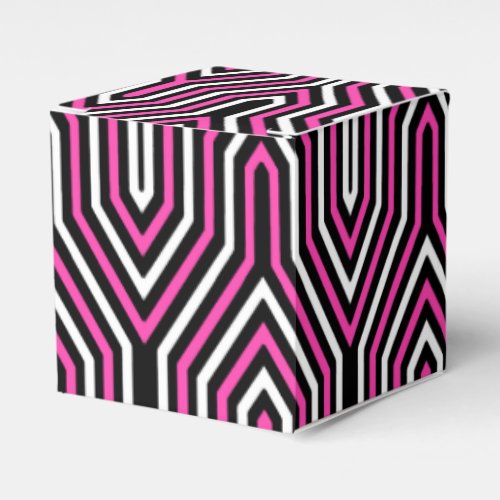 Art Deco Geometric _ fuchsia pink black and white Favor Boxes