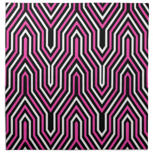 Art Deco Geometric - fuchsia pink, black and white Napkin