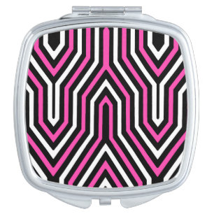 Art Deco Geometric - fuchsia pink, black and white Vanity Mirror
