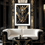 Art Deco Geometric gold black white pearl Framed Art<br><div class="desc">Modern Art Deco Geometric gold black white pearl</div>