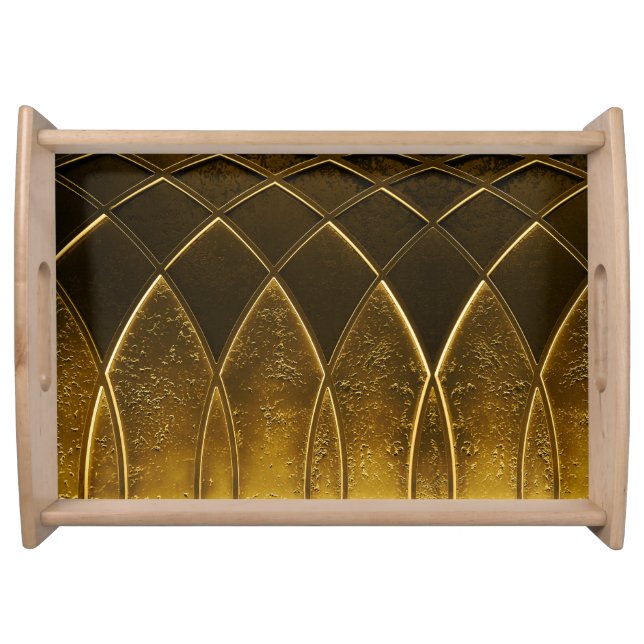 Art Deco: Geometric Gold Texture. Serving Tray (Front)
