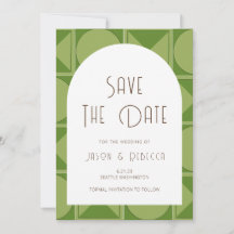 Art Deco Geometric Green Save The Date Wedding