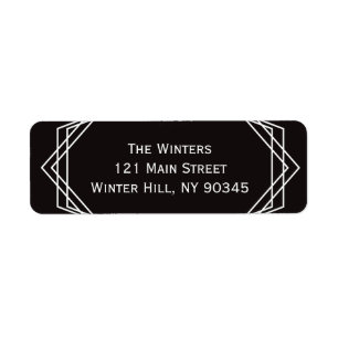 Art Deco Geometric Holiday Address Label Black