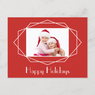 Art Deco Geometric Holiday Photo Postcard
