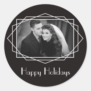 Art Deco Geometric Holiday Sticker Black