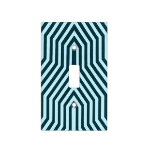 Art Deco Geometric - indigo and ice blue Light Switch Cover