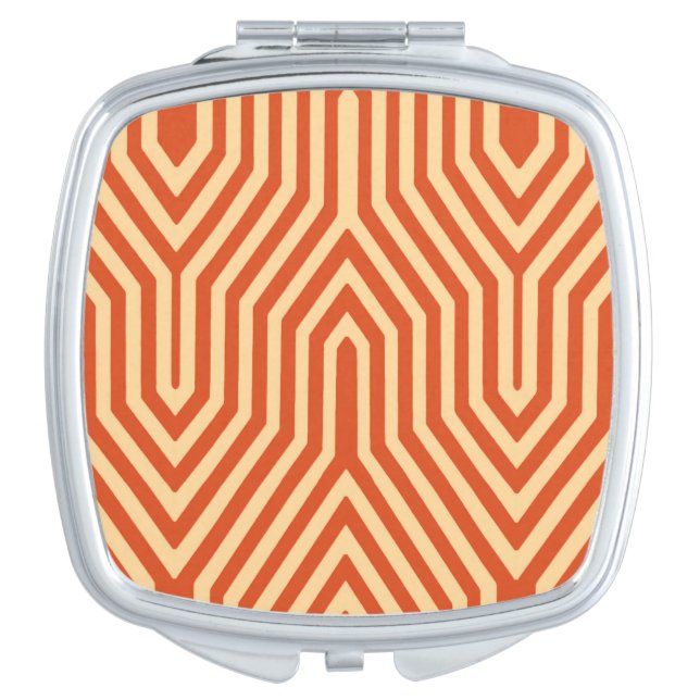 Art Deco Geometric - mandarin orange Mirror For Makeup (Front)