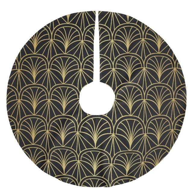 Art Deco Geometric Minimalistic Pattern Brushed Polyester Tree Skirt (Front)
