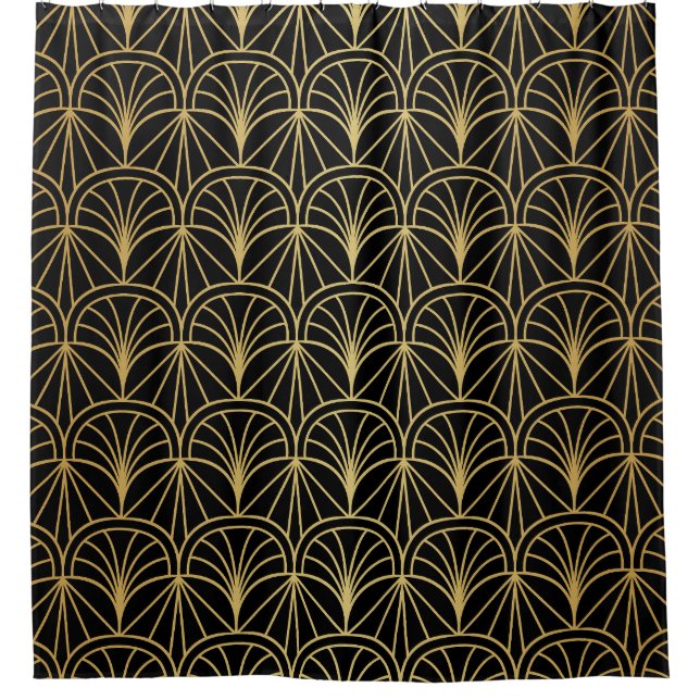 Art Deco Geometric Minimalistic Pattern Shower Curtain (Front)