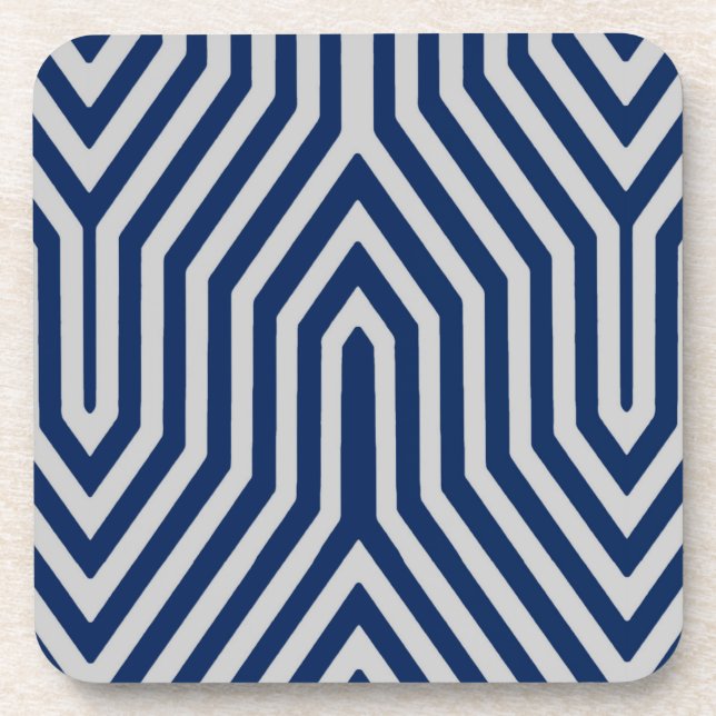 Art Deco Geometric - navy blue and gray Drink Coaster (Front)