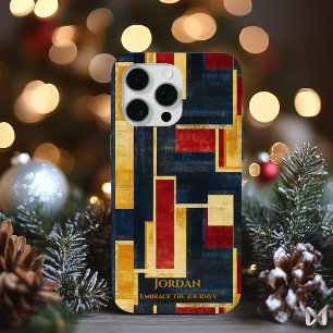 Art Deco Geometric – Navy, Gold, and Red iPhone 15 Pro Max Case