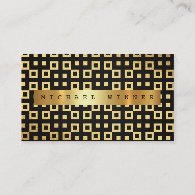 Art Deco Geometric Ornament Vip Golden Blue Foil Business Card (Front)