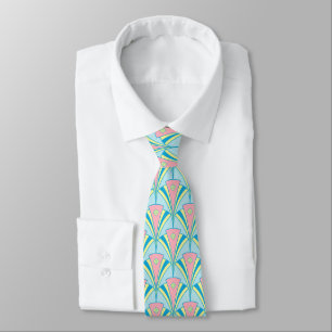 Art Deco Geometric Pastel Fan Design Tie